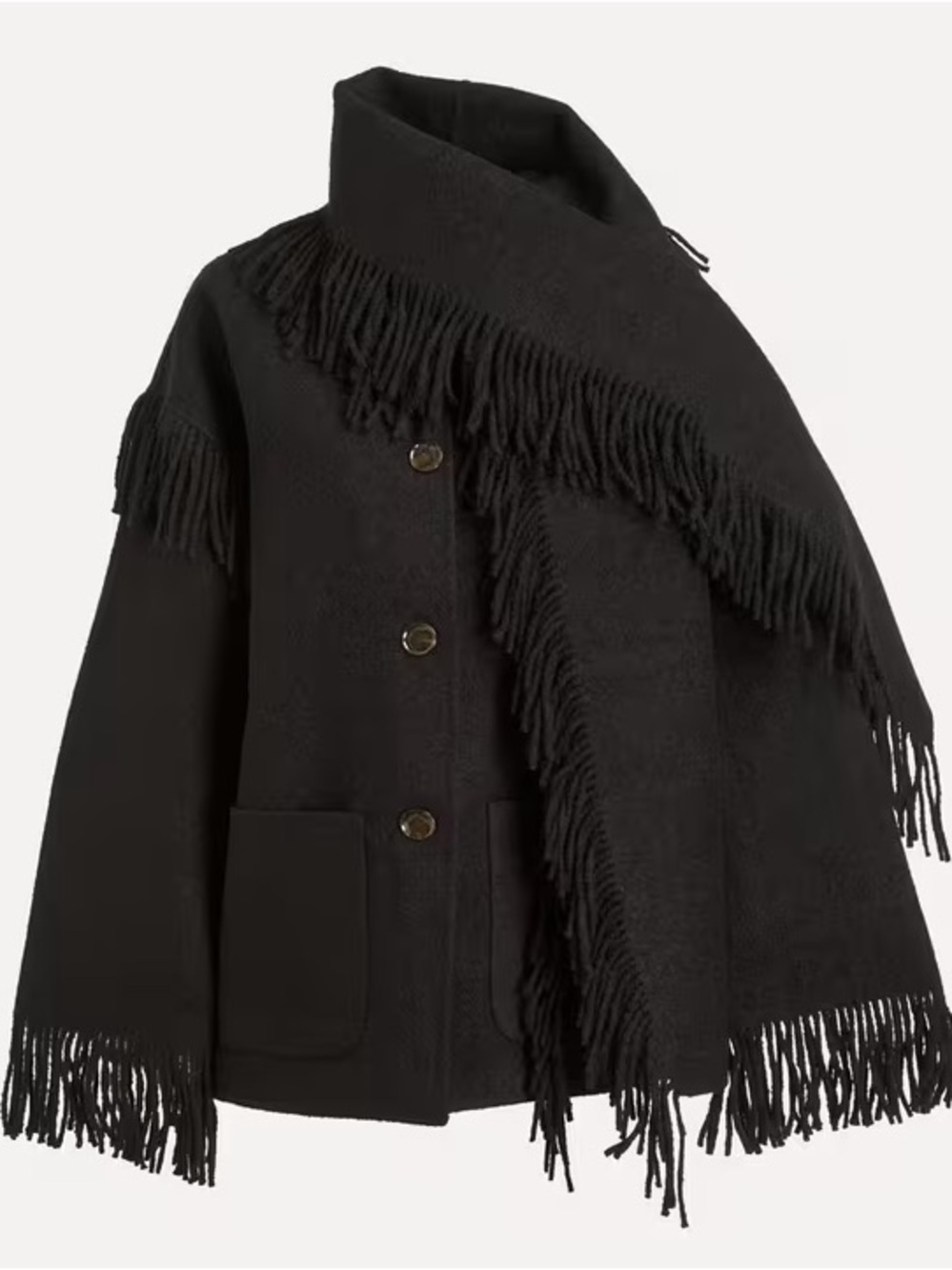 TOTEME Wool Fringe Coat Black 38